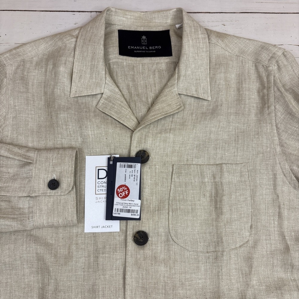 Emanuel Berg Shirt Jacket Linen Unstructured NEW NWT $498 MSRP Size 52 EUR Large